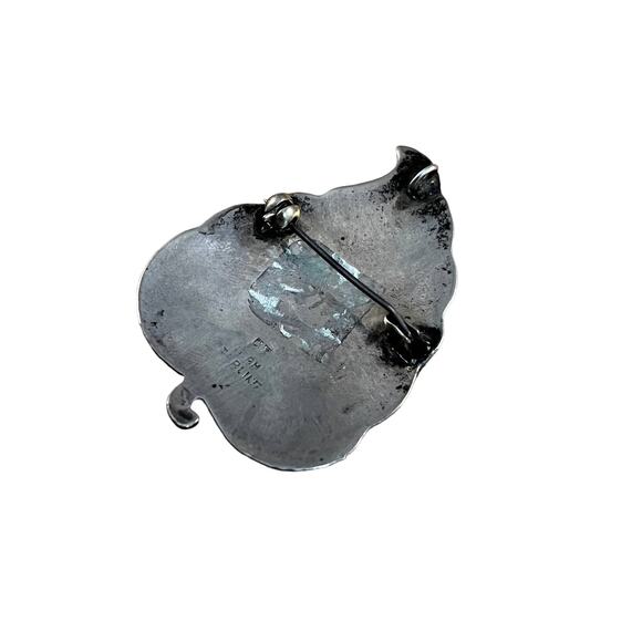 Vintage Siam Sterling Silver Brooch, Thailand Blue Enamel Pendant Brooch - Picture 4 of 6